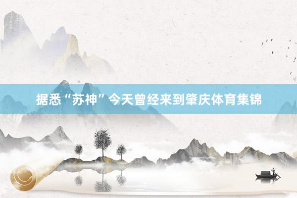 据悉“苏神”今天曾经来到肇庆体育集锦