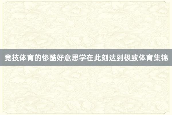 竞技体育的惨酷好意思学在此刻达到极致体育集锦