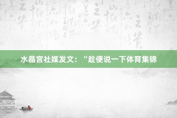 水晶宫社媒发文：“趁便说一下体育集锦
