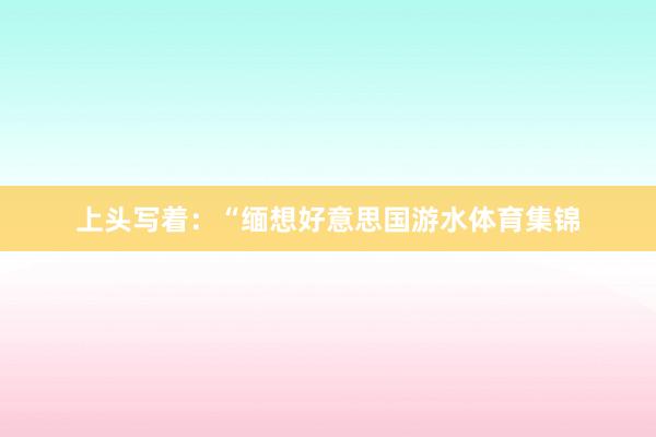 上头写着：“缅想好意思国游水体育集锦