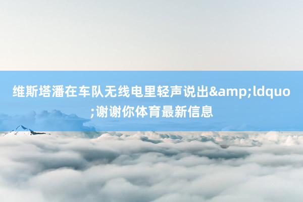 维斯塔潘在车队无线电里轻声说出&ldquo;谢谢你体育最新信息