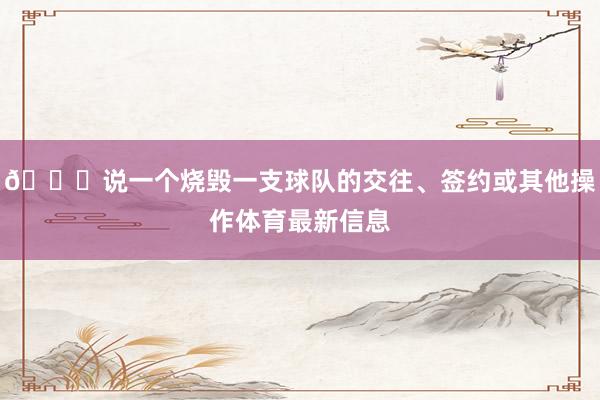 👀说一个烧毁一支球队的交往、签约或其他操作体育最新信息