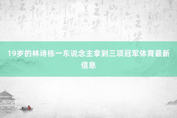19岁的林诗栋一东说念主拿到三项冠军体育最新信息
