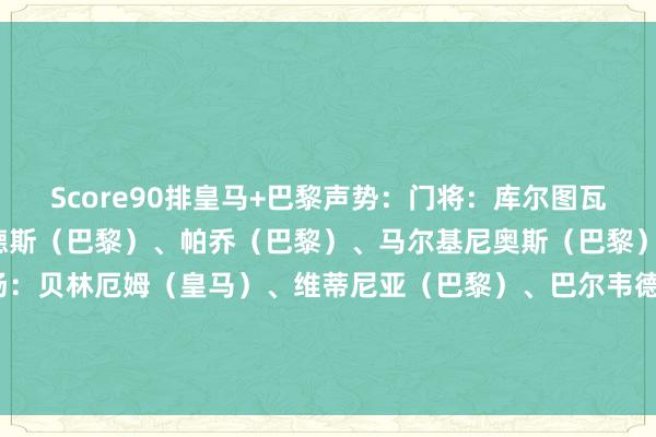 Score90排皇马+巴黎声势:门将:库尔图瓦(皇马)后卫:努诺-门德斯(巴黎)、帕乔(巴黎)、马尔基尼奥斯(巴黎)、阿什拉夫(巴黎)中场:贝林厄姆(皇马)、维蒂尼亚(巴黎)、巴尔韦德(皇马)前卫:维尼修斯(皇马)、姆巴佩(皇马)、登贝莱(巴黎) 体育赛事直播