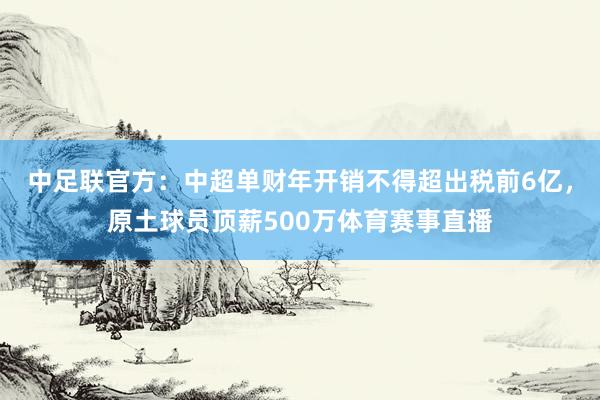 中足联官方：中超单财年开销不得超出税前6亿，原土球员顶薪500万体育赛事直播
