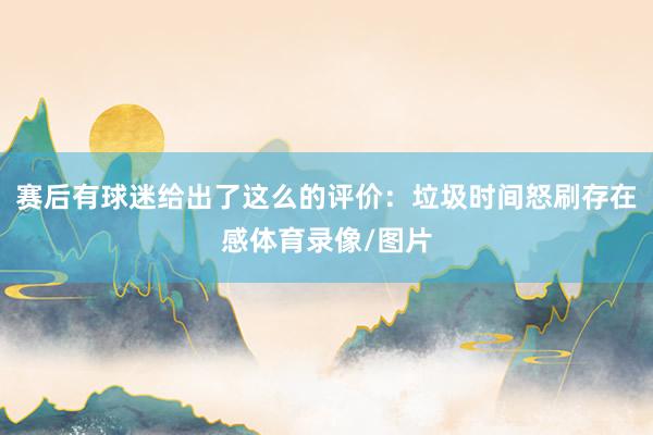 赛后有球迷给出了这么的评价：垃圾时间怒刷存在感体育录像/图片