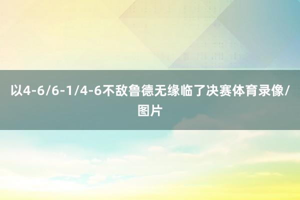 以4-6/6-1/4-6不敌鲁德无缘临了决赛体育录像/图片