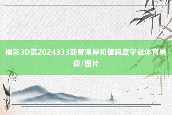 福彩3D第2024333期曾淳厚和值跨度字谜体育录像/图片